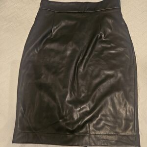 Elegant Black Faux Leather Skirt